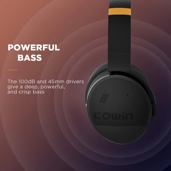 Cowin E8[Opgraderet] Bluetooth-Hovedtelefoner, der er Aktive Noise Cancelling Hovedtelefoner Trådløse Hovedtelefon med Mikrofon, Hi-Fi Dyb Bas