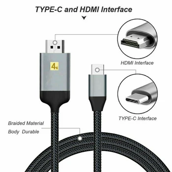 UGI 4K Type C til HDMI-kompatibelt Kabel USB-C HDTV TV Adapter Kabel Full HD 4K*2K 1080P Til Notebook Samsung Xiaomi OnePlue HTC
