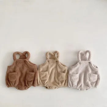 Piger og Drenge Buksedragt 2020 Nye Efterår/Vinter Baby Dobbelt Lomme Furry Overalls børnetøj