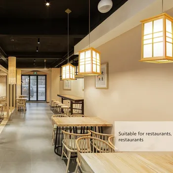 Artpad i Japansk Stil med Træ-Pendel E27 for Restaurant Og Butik Naturlige Enkel Indretning Hængende Kampprogram