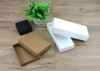 10 størrelser Kraft sort hvid gave emballage kraft tomme karton papir gave papir kasse med låg Gave karton papkasse