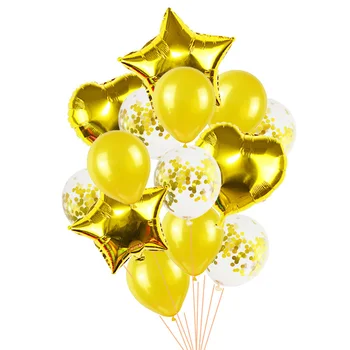 14pcs DIY Konfetti Folie Balloner Dekoration Birthday Party Rosa Guld Ballon Anniversaire Bryllup Dekorationer Metallic Balloner