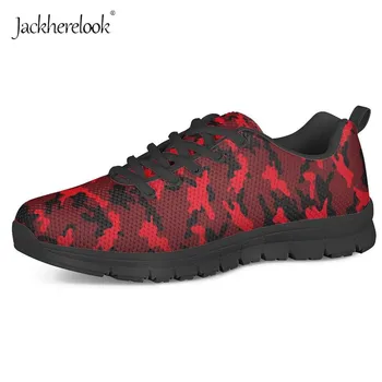 Jackherelook Red Camouflage Sneakers 2019 Fashion Kvinder Åndbar Luft Mesh Fladskærms Gå Vulkaniseret Sko Damer Fitnesscenter Casual Sko