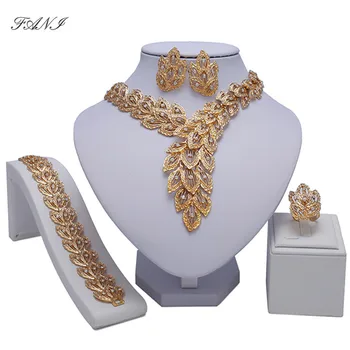 Fani Brude Gave Nigerianske Kvinde Bryllup Afrikanske Perler Smykke Sæt Mærke Dubai Gold Farverige Smykker Sæt, Engros design