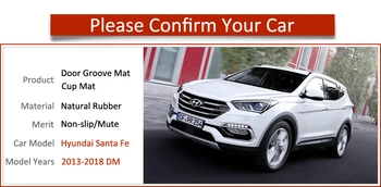 Anti-Slip Gummi Gate Slot Cup Mat for Hyundai Santa Fe 2013 2016 2017 2018 DM Maxcruz Grand SantaFe ix45 Tilbehør