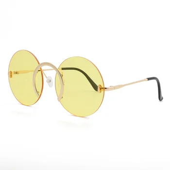 Ny Runde Rammeløse Solbriller Mænd, Kvinder Mode Metal Cirkel Store Frmaes Sol Briller Ocean Linse Brille UV400