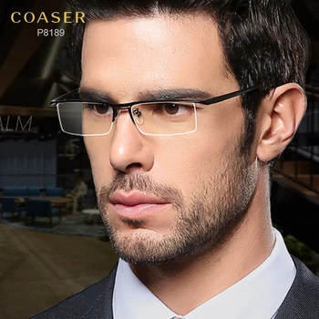 Briller ramme Mænd Halvdelen Brand designer Titanium uindfattede briller ramme designer passer til læsning briller optiske linser prescpriton