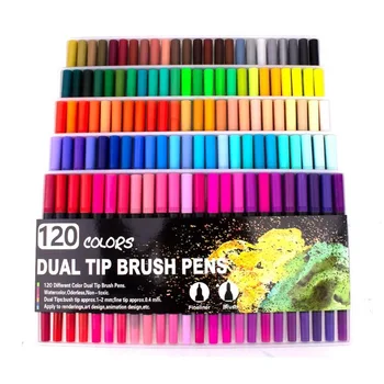 Akvarel Pen, Pensel Markører Dual Tip Fineliner Tegning til Farvelægning Kunst Markører 12/24/36/48/60/72/100/120 Farver pr sæt markør