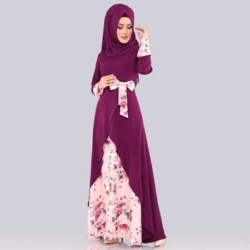 WEPBEL Arabiske Dubai Kvinder Maxi Muslimske Kjole med Lange Ærmer Folk Brugerdefineret Split Larg Robe Bue Slim Fit Udskrivning Abaya Swing Kjoler