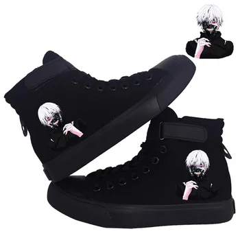Anime Tokyo Ghoul Velcro Blonder Hightop Komfortable Sneakers Canvas Sko