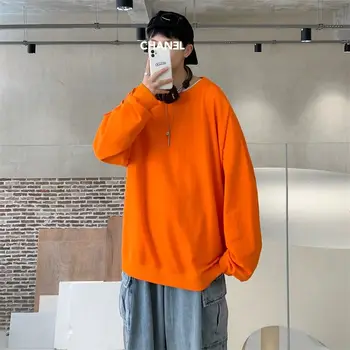 2020 (Forår Og Efterår) Ny Ungdom Populære koreanske Ren Farve Enkle Tynde Sweatshirt Mode Afslappet Rund Hals Pullover M-2XL