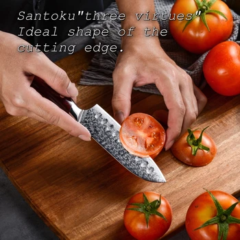 Grandsharp Fabrikken Direkte Santoku Kniv 5 Tommer Japanske køkkenknive vg10 Damaskus Stål Kokkens Kniv Full Tang Madlavning Værktøjer