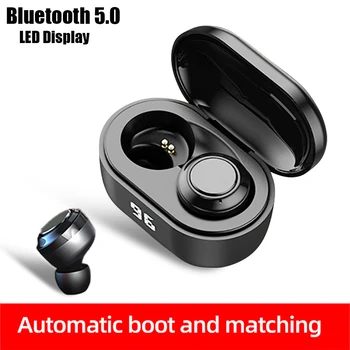 Mini TWS Bluetooth 5.1 Hovedtelefoner, Trådløse Hovedtelefoner, 9D Hifi Stereo Sport Vandtæt Trådløse Hovedtelefoner Headset Med LED-Display