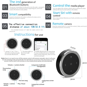 Kebidu Trådløse Bluetooth-Media Fjernbetjening på Rattet MP3 Musik Spil til Android, IOS Smartphone Kontrol Bil Styling Kit