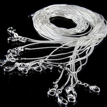10stk/masse Kampagne! engroshandel sølv forgyldt halskæde, mode smykker Slange Kæde 1mm Halskæde 16 18 20 22 24