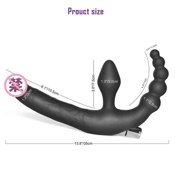 Dildo Vibrator til Kvinder G-Spot Stimulation Dobbelt Tredobbelt Anal Vibrator Anal Perler Butt Plug for Lesbiske Par, Voksen