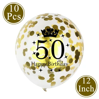 Amawil 50 års Fødselsdag Part Dekorationer Voksen Latex Balloner, Konfetti Papir Blomster Black Klistermærker 50 År Gamle festartikler