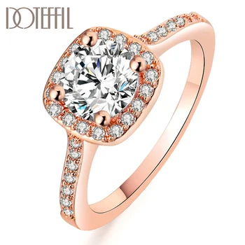 DOTEFFIL 925 Sterling Sølv/Guld/hvid Guld AAA Zircon 6#/7#/8#/9 Ring For Kvinder Mode Bryllup Part Charme Smykker