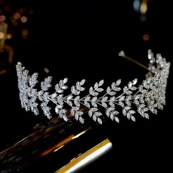 Luksus Blad Hovedbøjle Brude Hovedklæde Crown Bryllup Hår Tilbehør til Damer Brudepige Tilbehør Parade Hovedbøjle ASNORA