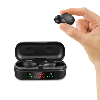 Touch Kontrol Øre Knopper V8 Bluetooth Hovedtelefon TWS Headset 5.0 Trådløse Øretelefoner Vandtæt med Display med Mic til Android, iOS