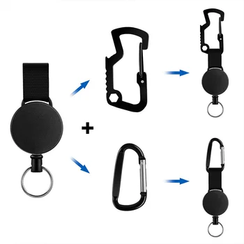 Multifunktionelle Udtrækkelig Badge Indehaveren Hjul med Bælte Klip, Stål Wire Ledning og armbånd, Selv-Ind-Nøgle Kæde, Multipurp