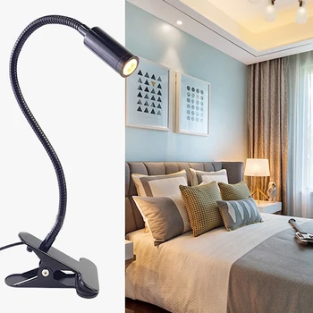 3W LED-Lys Clip-on Fleksibel Læsning Bed Lampe Tabel bordlampe Bog Desktop Bed Lampe Belysning sengebelysning