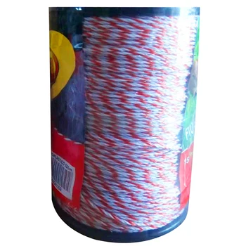 Bærbare 500 M Rulle Elektrisk Hegn Reb Rød Hvid poly-wire med Stål Poly Reb til Hest, Dyr, Hegn Ultra Lav Modstand Wir