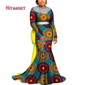 Hitarget afrikanske tøj til kvinder dashiki Afslappet afrikansk print kjoler med kvast til fest/bryllup afrika bazin stof WY4023