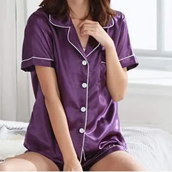 JODIMITTY Kvinder Pyjamas Sæt Pige Silke Satin Pyjamas Nattøj Nattøj Loungewear Homewear Solid Behagelig Blød Høj Kvalitet