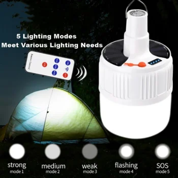 Pany60/80/100W Camping Lys Udendørs Sol LED-Pæren Lyser Batteriet Bærbare LED Lanterne Lys Hjem Night Market Telt Lampe