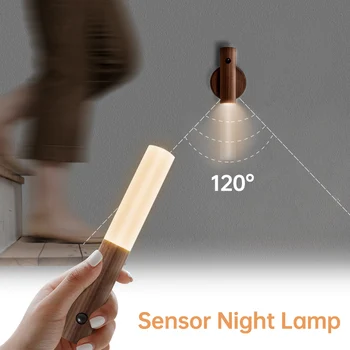 Trådløs USB-Nat lys væglampe LED Infrarød Sensor, Lysfølsom Sensor til indendørs belysning af udendørs Seng Garderobe