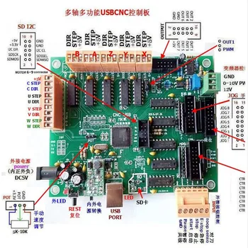 Hele 5 pc ' en masse Multi-akse multi-funktion CNC-USB control board MK2 controller med kabler og strømforsyning