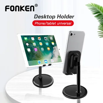 FONKEN Universal Desktop Moblie Telefonen, Tablet Stand Holder Justerbar Mobiltelefon Desk Support Metal Mobiltelefon Holder Skuffe, Hylde