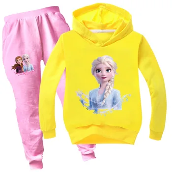 Disney børnenes Sportstøj Piger Casual Wear Set Bomuld Tøj Frosne Elsa Sport Sæt Piger langærmet Sweatshirt Hoodie