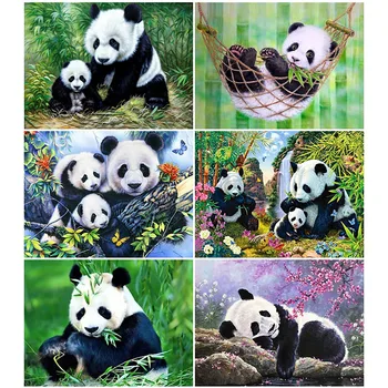Dyr Diamant Maleri Panda Fuld Drill Firkantet Rhinestone Broderet Korssting Salg Landejendom Home Decor