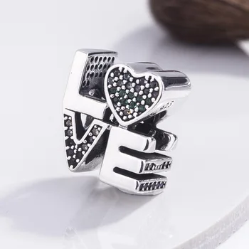 Ny Ægte 925 Sterling Sølv Krystal Perler Multi-Farve Brev Kærlighed Charms Passer Oprindelige Pan Armbånd Til Kvinder DIY Smykker at Gøre