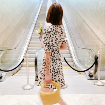 Kvinder Chiffon Kjole 2020 Sommer Mode Kvindelige Korte Ærmer Trykt Blomstret Vintage A-linje V-hals Vestidos Afslappet Mini Kjoler