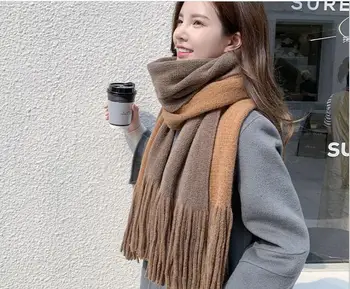 Tørklæde kvinder er efterår og vinter midten af lange koreanske varm hals matchende farve elskere silke tørklæde