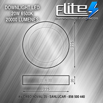 ELITE-LED DOWNLIGHT 20W overflade 6500K 20.000 lumen hvid/anvendelse LED, PLAFON LED, LED lys, SALON, køkken