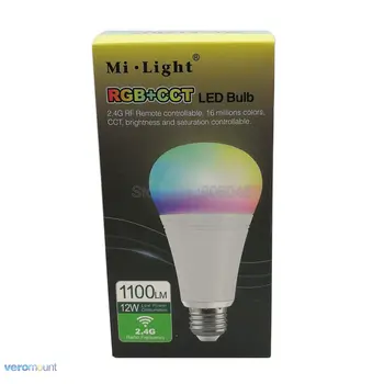 MiLight LED-Lampe 12W RGB+CCT LED Pærer Lys Dæmpbar E27 FUT012 AC86-265V Spotlight 2,4 G Wireless Smart Phone APP Control