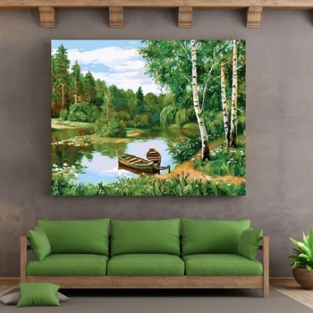 Forstæder dam creek grønne landskab DIY maleri med digital kunst, maleri digital family Hotel dekorative maleri