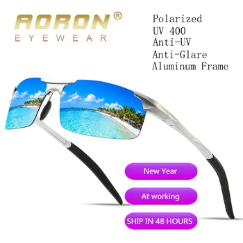 AORON Polariserede Solbriller Herre Klassisk Udendørs Sport Kørsel Sol Briller UV400 Aluminium Ramme Spejl Goggle Briller