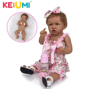 KEIUMI 23 Tommer Reborn Dukker Fuld Silikone Krop Realistisk Smuk Baby Doll Legetøj Til Pigen Børn Fødselsdag Chirldren Dag Gaver