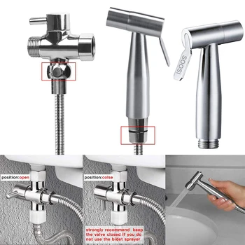 Hånd Bidet Armatur Badeværelse Håndholdte Toilet Bidet Sprayer Set Rustfrit Stål Vedhæftet Fil Håndsprøjte Brusehoved Self-Cleaner