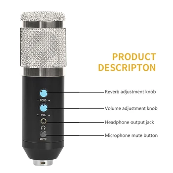 Opgraderet Version bm 800 Kondensator Mikrofon kit bm800 USB-Mikrofon til Computeren, Karaoke Optagelse med Stativ Stativ