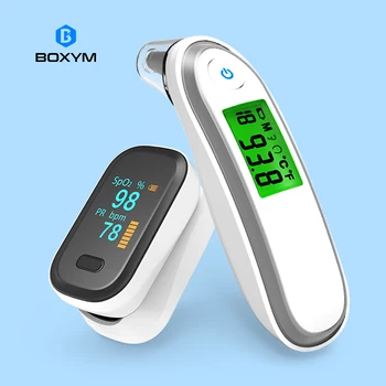 BOXYM Medicinsk Fingerspids Pulse Oximeter & Baby Infrarød Termometer Family Health Care Rejse Pakker