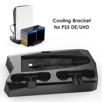 For PS5 Dual Controller Oplader Lodret Konsol Køling Stå ladestation køleventilatoren Køligere Opbevaring Beslag