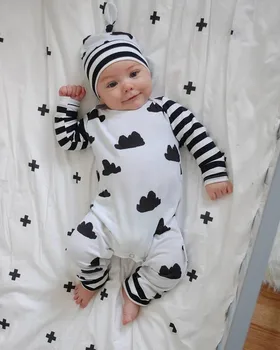2020 Ny stil efteråret Baby Tøj Sæt Dreng Bomuld med Lange ærmer + hat 2stk Baby Pige Tøj nyfødte tøj roupa infantil