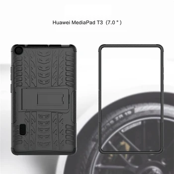 Hybrid Rustning Støtteben Silicium Tablet Sagen for Huawei MediaPad T3 7 BG2-W09 7,0 tommer WiFi Version Stå Dække Funda+Film