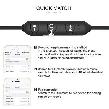 4.2 Bluetooth Hovedtelefon Sport Neckband Magnetiske Trådløse hovedtelefoner Stereo Øretelefoner Metal Musik Hovedtelefoner Med Mikrofon Til Alle Telefoner
